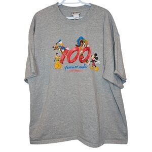 Y2K Disney World 100 Years of Magic T-Shirt XL Grey Mickey Vintage Style